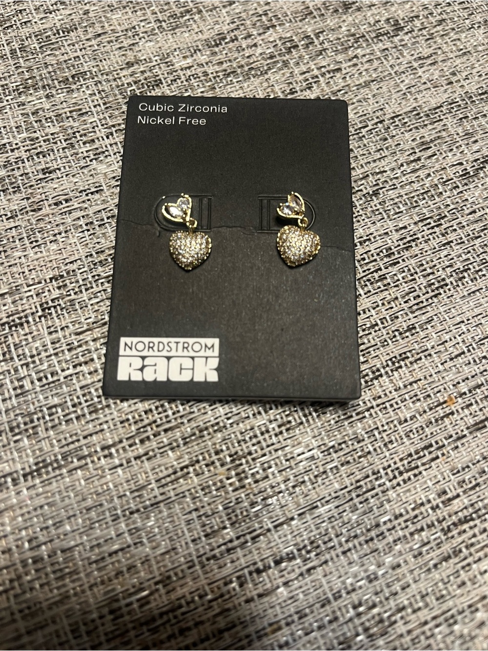 Nordstrom Gold Heart Cubic Zirconia Earrings OS